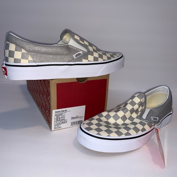 NWB Vans Classic Slip-On Checkerboard Silver - Picture 3 of 11